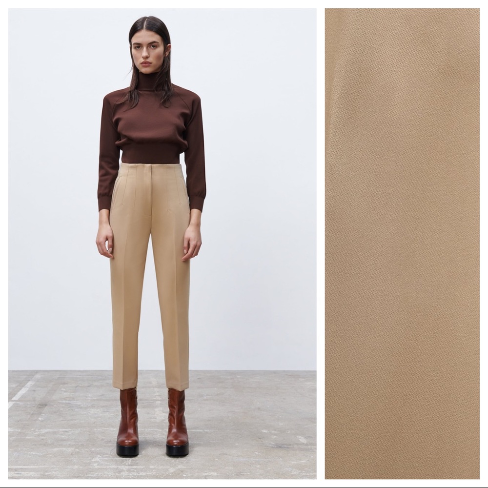 NWT. Zara Camel High Waisted Pants. Size XL.
